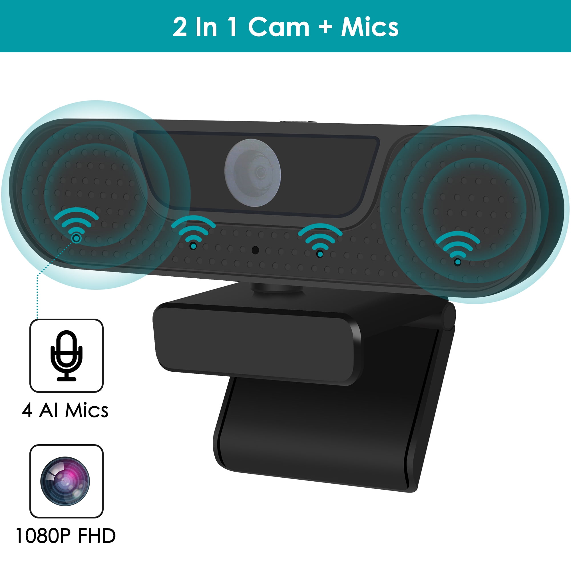 VIZOLINK 4K Webcam with 4 Noise-canceling Microphones for Computer/Laptop/Mac,  Privacy Cover and Tripod, Work with Video Conference, Live Streaming,  Gaming, Video Calls, Zoom 