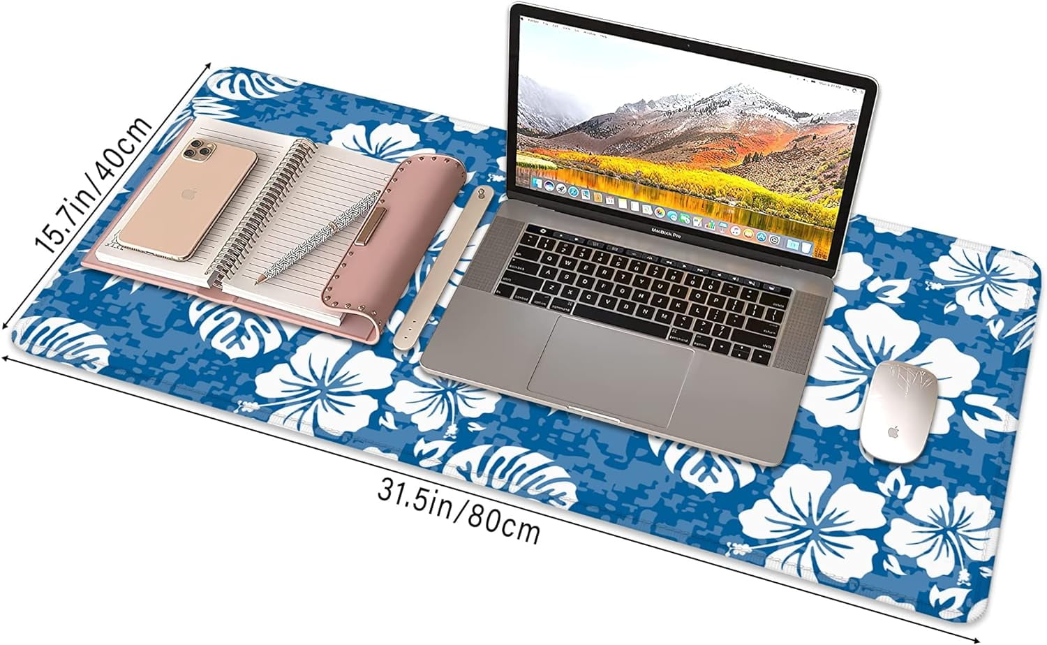 Hibiscus Flowers Large Mouse Pad, Aloha Tropical Hawaii Hibiscus Floral Camo Gaming Mouse Pad,Computer Desk Mat Keyboard with Non Slip Base for Home Office,Extended Large Size 31.5" X 15.7"