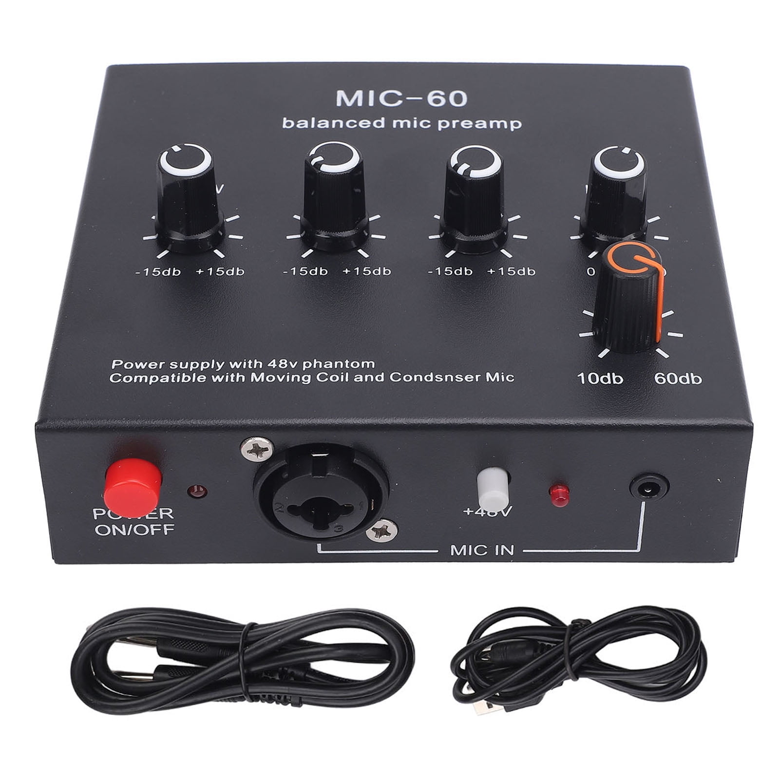 3,Channel Mic Preamp: Boost Sound W/ 60dB Gain, XLR, 3.5mm  6.35mm Inputs, Studio Quality