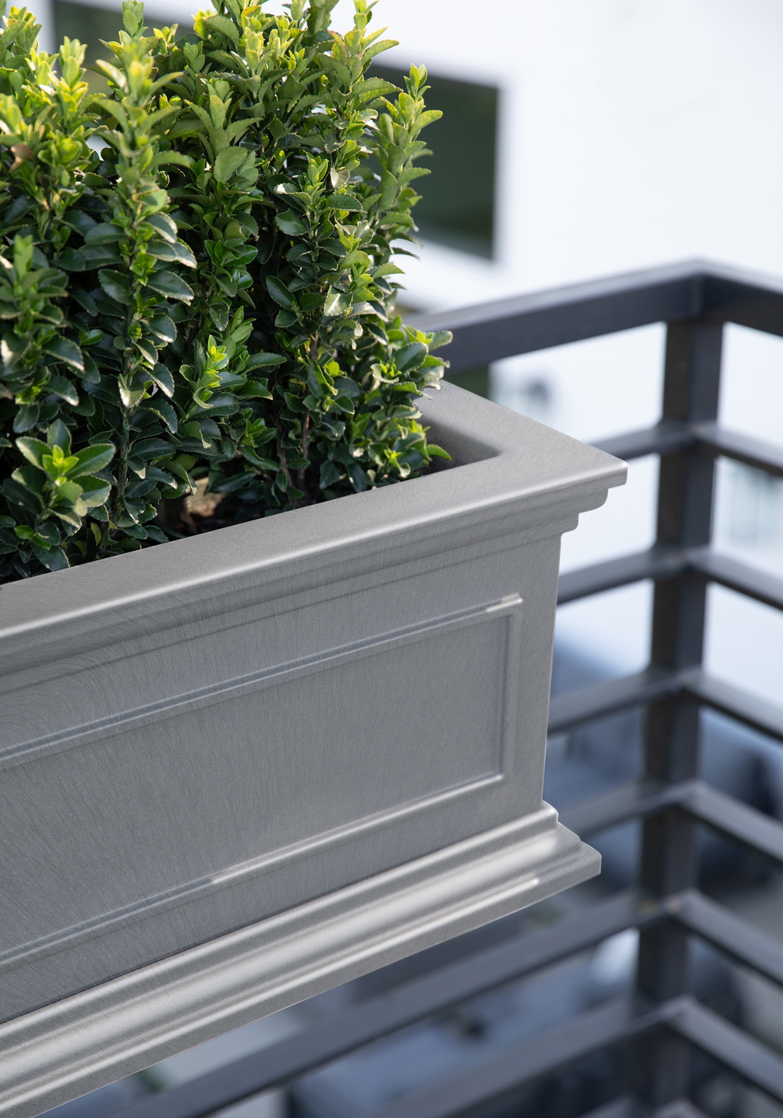 Veradek Brixton Railing Window Box 36" Plastic Planter - Gray