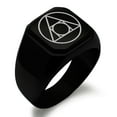 thumbnail image 1 of Stainless Steel Alchemy Engraved Square Flat Top Biker Style Polished Signet Ring, 1 of 1
