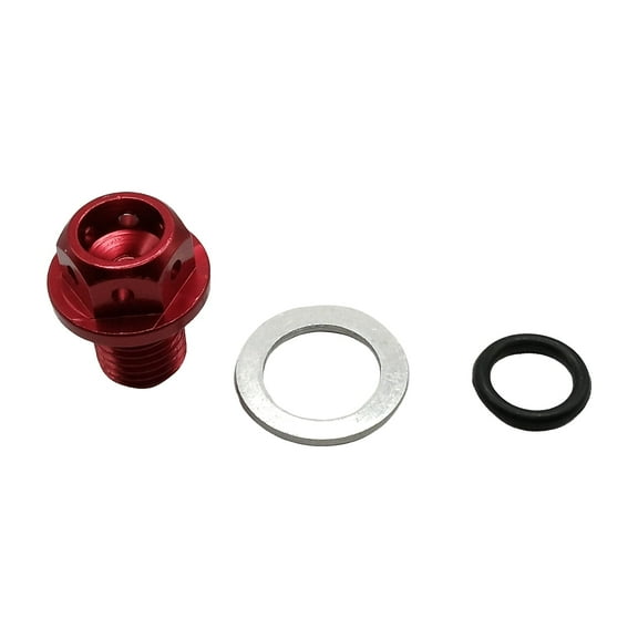 M12 x 1.25 Magnetic Oil Drain Plug with Crush Washer for 50cc-232cc GY6 Engines Jmstar Wolf Fits TaoTao Roketa Sunl Ice Bear Wolf Peace Tank Cougar Gator Scooter ATV Motorcycle Dirt Bike - Red
