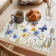 thumbnail image 3 of Butterflies Flower Placemats Set of 6 Country Wood Grain Leaves Farmhouse Place Mats Indoor Wipeable Table Mats Washable Cloth Dining Table Placemats for Kitchen Holiday Party Home Decor 13x19 Inch, 3 of 9