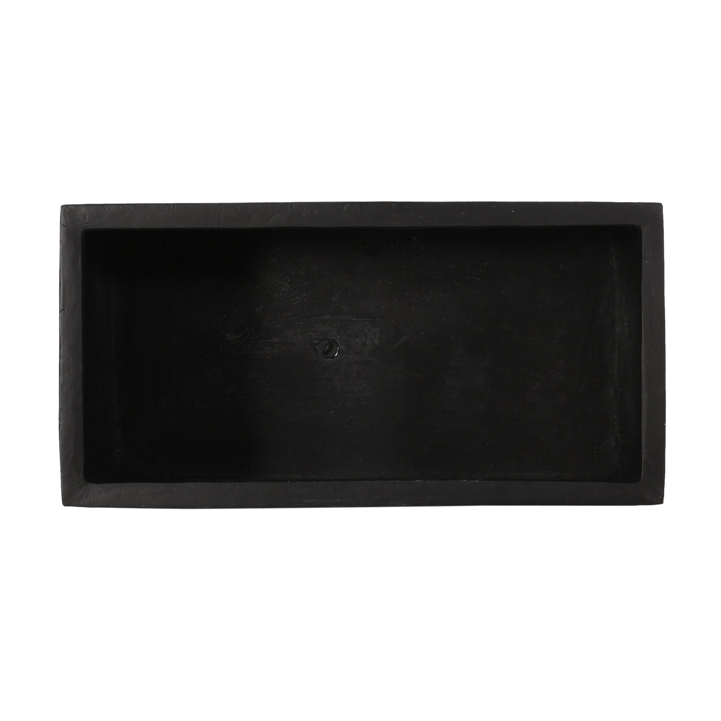GDF Studio Fardeen Outdoor Modern Cast Stone Rectangular Planter, Black Large