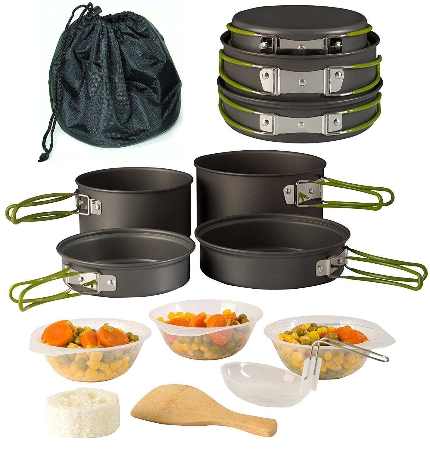 Comes with Nylon Storage Bag Lightweight Durable and Compact for Outdoor Cooking Fits easily inside Backpack Camping Cookware Mess Kit Set for Backpacking and Hiking