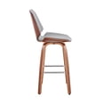 thumbnail image 5 of Maykoosh Art Deco Dreams Mid Century Modern Swivel Bar Stool for Kitchen Island Counter in Gray Faux Leather and Walnut Wood, 26" Seat Height, 5 of 6