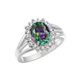 thumbnail image 6 of RYLOS Rings for Women Sterling Silver Ring Princess Diana Inspired 9X7MM Gemstone & Halo of  Diamonds June Alexandrite Jewelry for Women Size 10, 6 of 7