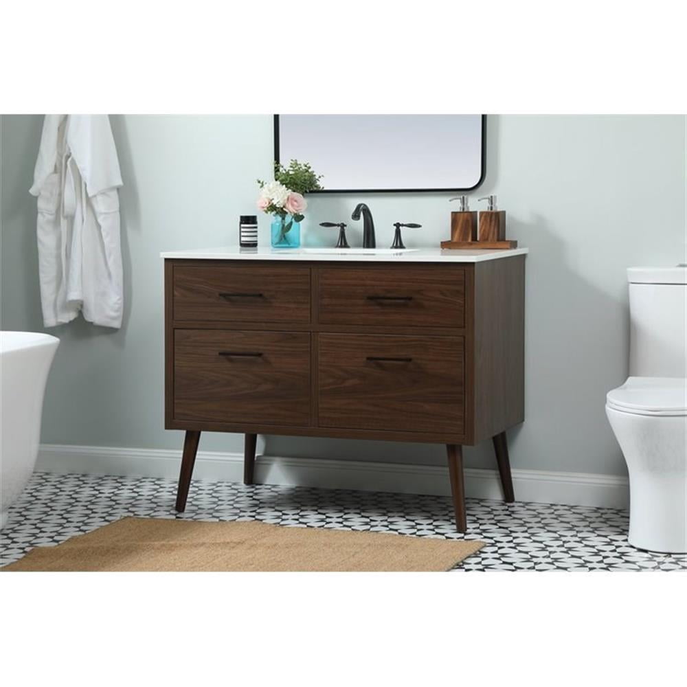 Elegant Decor Boise 42" Aluminum MDF Single Bathroom Vanity in Walnut