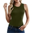 thumbnail image 7 of lmcalzta Womens Ribbed Knit Sleeveless Tank Tops Crew Neck Slim Fitting T Shirts Solid Basic Cami, 7 of 7