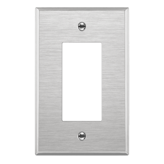 ENERLITES Decorator Switch or Outlet Metal Wall Plate, 430 Stainless Steel, Corrosion Resistant, Mid-Size 1-Gang, UL Listed, 7731M, Silver