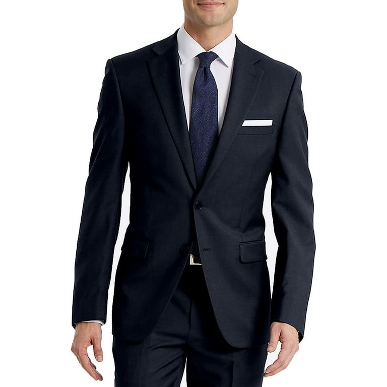 Calvin Klein Mens Slim Fit Suit Separates Suit Jacket 46 Solid Navy Walmart