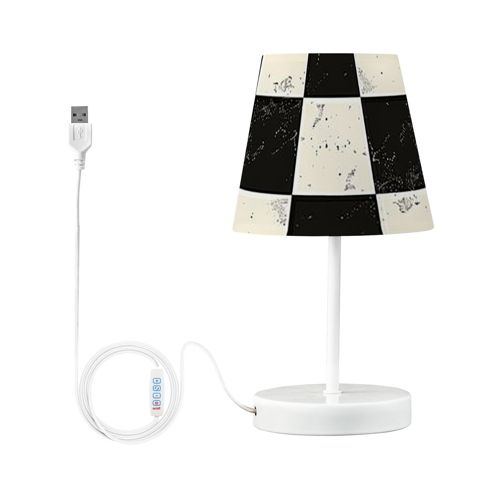Checkerboard Pattern Desk Lamp 3 Color Modes LED Table Lamp Nightstand Reading Light for Bedroom Living Room