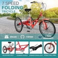 thumbnail image 4 of MOONCOOL Folding Tricycle for Adults, 24/26 inch 7 Speed Adult Foldable Tricycle with Large Basket for Shopping Exercise Recreation, 4 of 14
