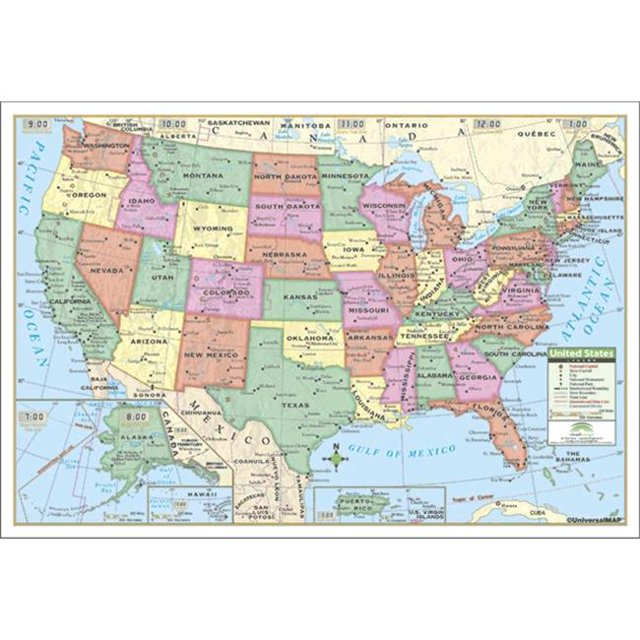 Universal Map 762518979 US Laminé Carte Stratifiée