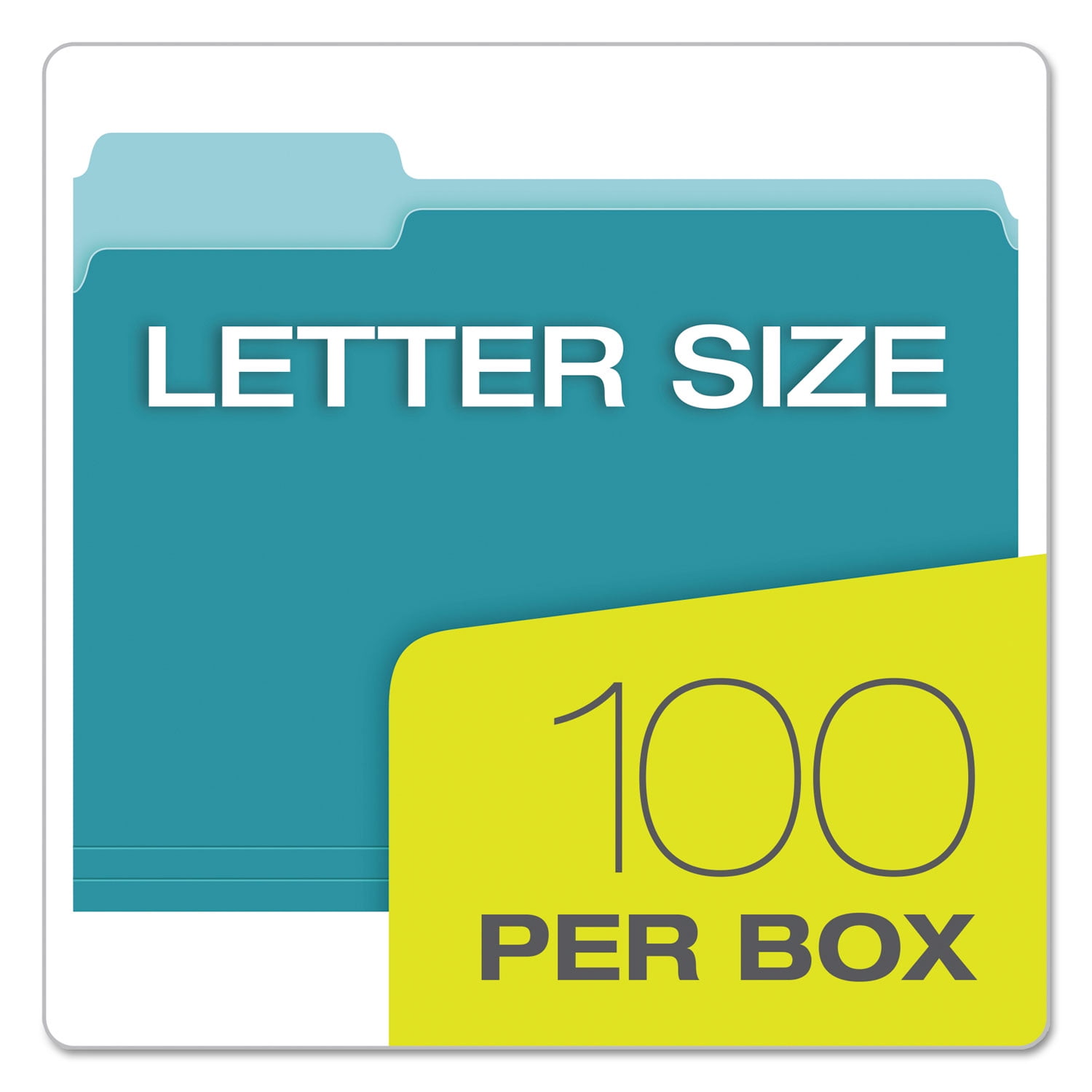 Pendaflex Colored File Folders 1/3 Cut Top Tab Letter Teal/Light Teal 100/Box 15213TEA