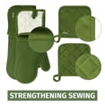 thumbnail image 3 of KLEX 15" Silicone Oven Mitts and Cotton Potholders 4pcs Set, 932°F Heat Resistance, Green, 3 of 7