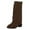 Coffee, variant on Rokment Slouchy Wide Calf Foldver Boots for Women Fall Winter Fashion Casual Suede Pointed Toe Chunky Mid Heel Knee High Fold over Tall Boots Black Size 6