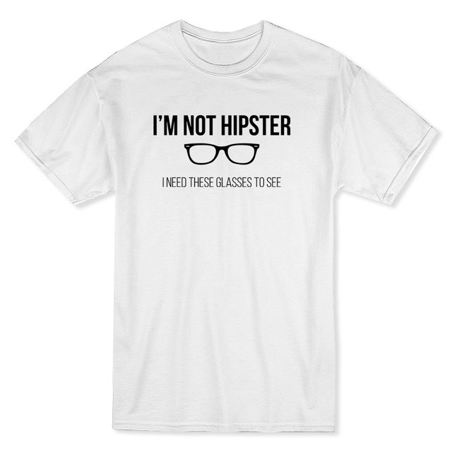 Je Ne Suis Pas Hipster T-shirt Blanc pour Homme avec Citation Graphique