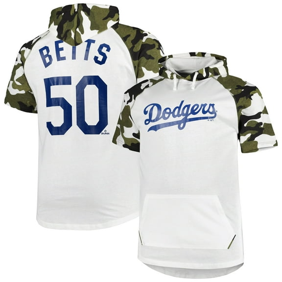Men's Mookie Betts White/Camo Los Angeles Dodgers Player Big & Tall Raglan Hoodie T-Shirt