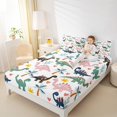 thumbnail image 4 of Manfei Colorful Dinosaur Bed Sheets,Jungle Wildlife King Sheets,Hawaii Sea Beach Coconut Sheet Set For Kids Girls Boys,Microfiber Bedroom Decor,4-Piece, 4 of 7
