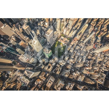 Aerial photograph taken from a helicopter in New York City, New York, USA Print Wall Art By Stephane