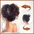 thumbnail image 3 of DOPI Claw Clip Messy Bun Hair Piece Wavy Curly Hair Bun Clip in Claw Chignon Ponytail Hairpieces Synthetic Tousled Updo Hair Extensions Scrunchie Hairpiece for Women, Gray and White Tips, 3 of 7