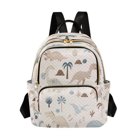 RMDQTR Quilted Backpack Lightweight Casual Daypack with Multi Zipper Pockets for Travel Daily Use Shopping Sports Vintage Style Dinosaur