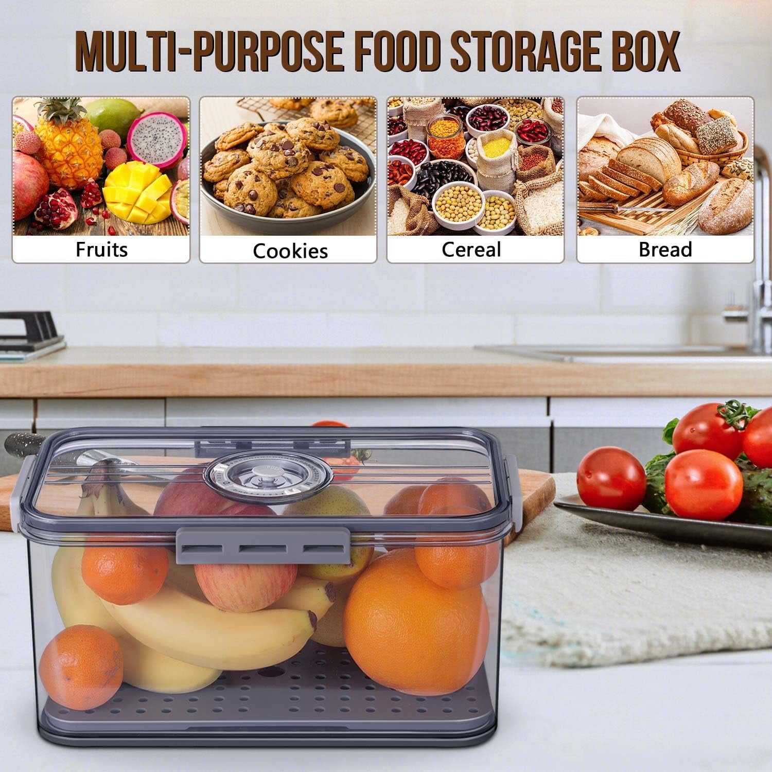 BAODELI Bread Box Bread Boxes for Kitchen Counter Airtight, Time Recording Bread Storage Container with Lid, Bread Keeper for Homemade Bread, Toast, Bagel, Donut and Cookies, (Extra large size)