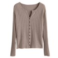 thumbnail image 3 of AOMPMSDX Cardigan For Women's Knitted Cardigan Coat Sweater Slim Long Sleeved Thin Top Cardigan Sweaters For Women Trendy XXL Khaki, 3 of 3