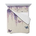 thumbnail image 7 of Wisteria King Size Down Alternative Comforter,Lightweight Comforter Quilt Bedding Set with Pillow Shams Spring Purple Flowers Butterflies Vintage Beige All Seasons Bed Comforter Duvet Insert 96"x106", 7 of 7