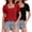 Black/Red, variant on Women's 2-Pack Casual Loose T-Shirts Square Neck Ruffle Puff Sleeve Short Sleeve Summer Tops Black/pinkstripe