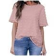 thumbnail image 1 of Blouse à Manches Courtes à Col Rond pour Femmes en Mousseline à Pois Chemise Hauts T-Shirt, 1 of 9