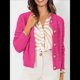 thumbnail image 4 of Cárdigan de Punto para Mujer, Informal, de Larga, con Botones, Abierto, Moderno, para Exteriores Rosa Roja L, 4 of 10