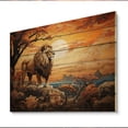thumbnail image 2 of Designart "Exploring a Surrealistic Savannah with Lions II" Animals Print on Natural Pine Wood, 2 of 5