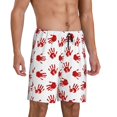 thumbnail image 2 of Balery Bloody Hand Pantalones cortos de pijama de punto de algodón para hombre con cinturilla y bolsillos-X-Large, 2 of 6