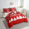 thumbnail image 4 of Manfei Merry Christmas 7pcs Bedding Comforter Set,Chic Xmas Lantern Queen Bedding Sets,White Red Queen Sheet Sets For Girls,Breathable Home Decor Reversible, 4 of 9