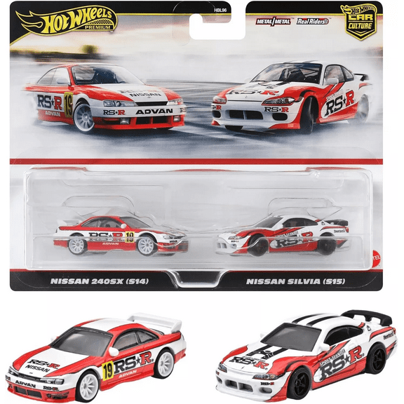 Hot Wheels Premium Car Culture 2-Pack RSR Nissan 240SX S14 and RSR Nissan Silvia S15