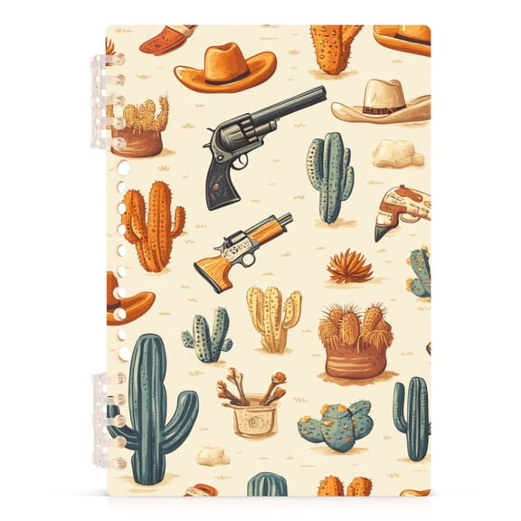Ckdifva Wild West Hats Cactus A5 Ring Binder Notebook Journey Note Diary College Ruled Study 60 Pages