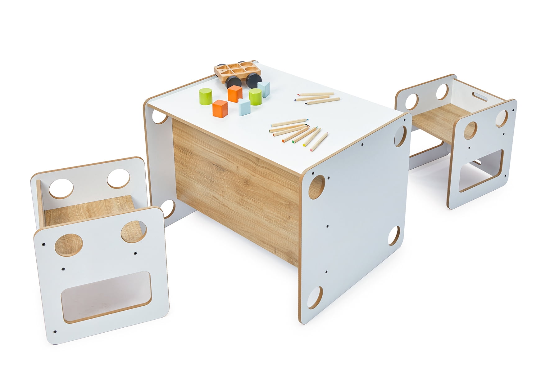 Nipperland Kids 3 Piece Play Or Activity Table and Chair Set | Set Includes a desk, and 2 chairs