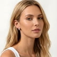 thumbnail image 2 of APSVO 18K White Gold Plated Simulated Diamond Hoop Earrings for Women S925 Sterling Silver Post Huggie Hypoallergenic Earrings Birthday Wedding Prom Jewelry Gifts Teen Mom Her Wife Adults Ideas, 2 of 7