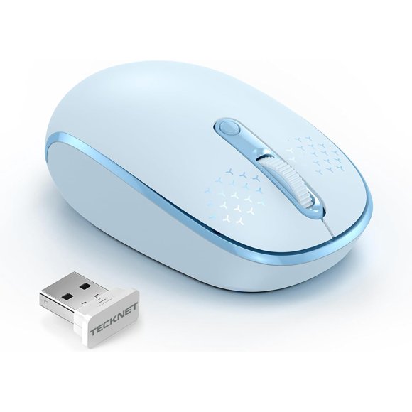 ERDS-Wireless Mouse, 2.4G Quiet Computer Mouse with USB Receiver, 4 Buttons Portable Cordless Mice for Chromebook, Laptop, PC, Mac, 800/1200/1600 DPI - Blue
