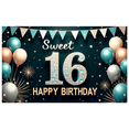 thumbnail image 7 of Yatrandify Decorative Design Sweet 16 Birthday Banner Colorful Theme Happy Birthday Backdrop for Birthday Party Indoor Decoration Celebration, 7 of 7