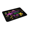 thumbnail image 2 of Xecao Mardi Gras with Flamingo print Flannel Mat: Non-slip, 16x24in. Ideal for kitchen, bedroom, bath & living room., 2 of 9