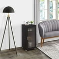 thumbnail image 2 of Kings Brand Furniture Wood Curio Accent Cabinet with Frosted Glass Door, 3 Inner Shelves, Black, 2 of 10