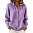 thumbnail image 2 of Chiccall Cardigan Sweaters for Women Women's Long Sleeve Button Down Sweater Coat, Casual Fall Winter Fashion Hooded Knit Outerwear Purple S, 2 of 10