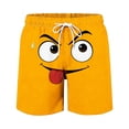 thumbnail image 3 of Boys Swim Trunks for Kids with Pockets, Solid Color Expression Print Summer Beach Shorts for Toddlers and Girls, Breathable Quick-Dry Poolside Wear, 3 of 6