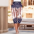 thumbnail image 2 of Pantalones Capri Casual Elastic Tie Waist Loose Long Independence Day Pantalones de Mujer con Bolsillos, 2 of 6
