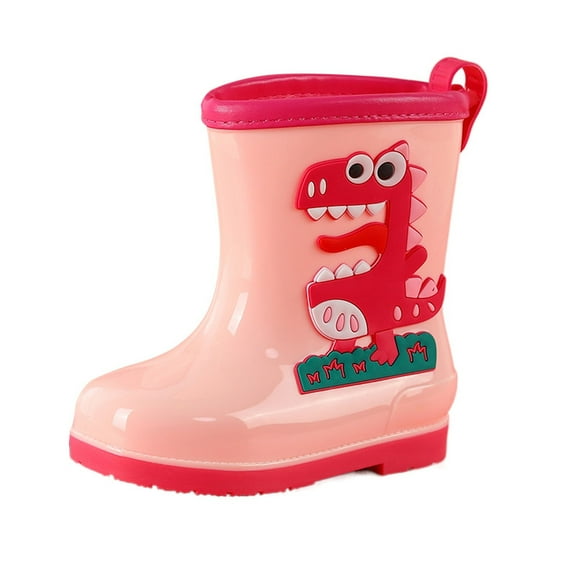 KPOPLK Toddler and Kids Waterproof Rain Boots with Easy-On Handles â Lightweight Slip-Resistant Outdoor Boots for Boys and Girls(12.5,F18-Pink)