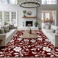 thumbnail image 3 of 6'x9' Area Rugs, Red White Floral Indoor Outdoor Area Rug for Living Room Bedroom, Farmhouse Retro Botanical Leaves Washable Bathroom Rugs Kitchen Floor Carpet Mats Home Decor Aesthetic, 3 of 8