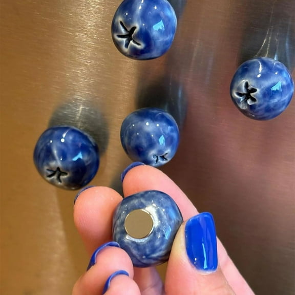 HongHeng Clearance Under $2.00 5 Piece Magnetic Blueberry Resin Fridge Magnets Realistic Fruit Decor Strong Magnet for Refrigerator Locker Whiteboard